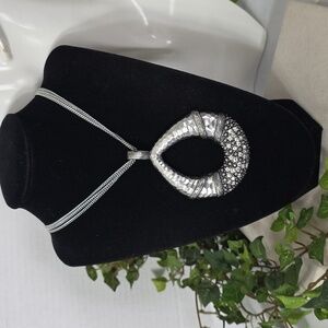 Premier Designs Silver Statement Pendant Necklace with Swarovski Crysyals